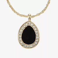 Monet Jewelry Gold Tone Velvet Halo Womens Glass 17 Inch Pendant Necklace