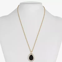 Monet Jewelry Gold Tone Velvet Halo Womens Glass 17 Inch Pendant Necklace