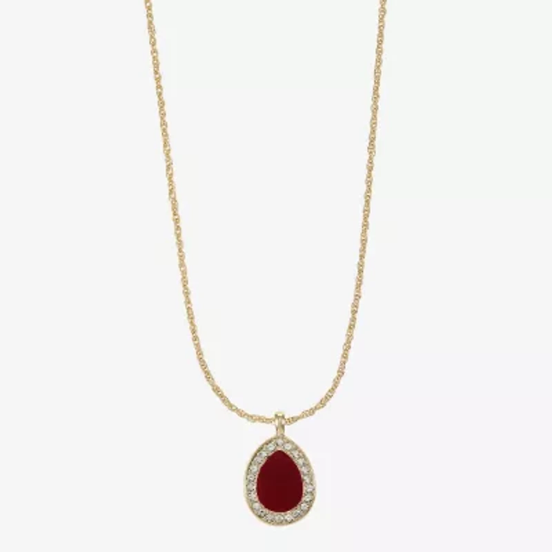 Monet Jewelry Gold Tone Velvet Halo Womens Glass 17 Inch Pendant Necklace