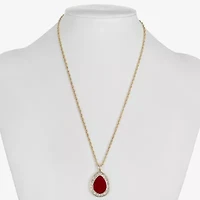 Monet Jewelry Gold Tone Velvet Halo Womens Glass 17 Inch Pendant Necklace