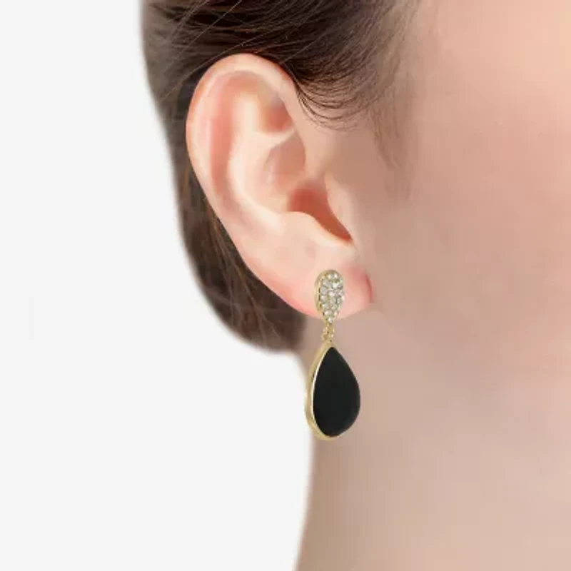 Monet Jewelry Gold Tone Velvet Womens Glass Hypoallergenic Drop Earrings