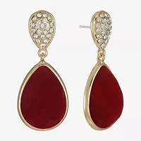 Monet Jewelry Gold Tone Velvet Womens Glass Hypoallergenic Drop Earrings