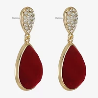 Monet Jewelry Gold Tone Velvet Womens Glass Hypoallergenic Drop Earrings