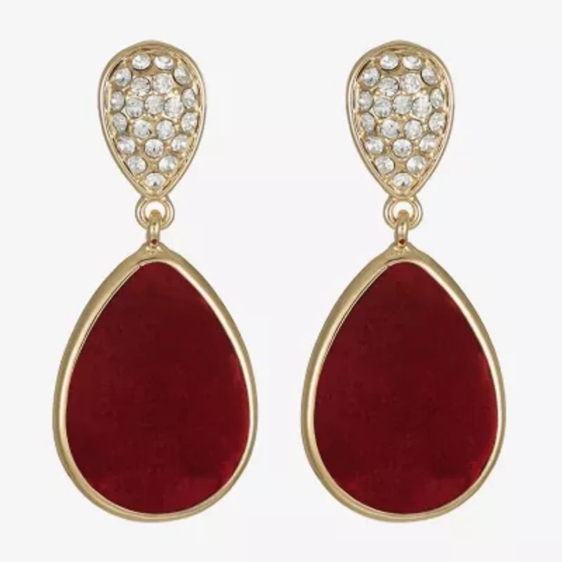 Monet Jewelry Gold Tone Velvet Womens Glass Hypoallergenic Drop Earrings