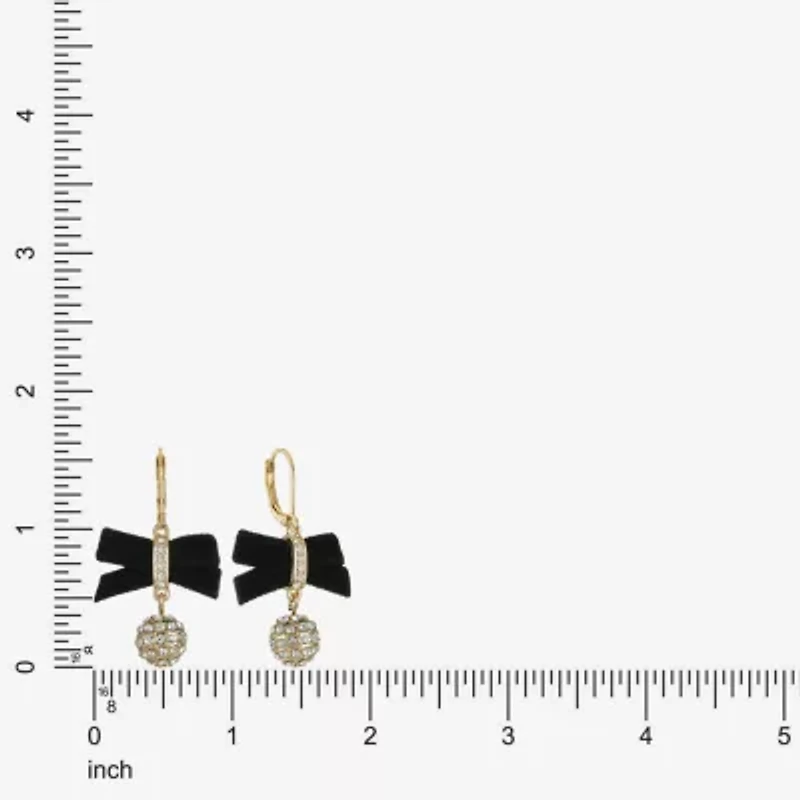 Monet Jewelry Gold Tone Velvet Womens Glass Bow Drop Earrings