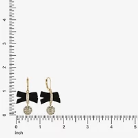Monet Jewelry Gold Tone Velvet Womens Glass Bow Drop Earrings