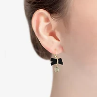 Monet Jewelry Gold Tone Velvet Womens Glass Bow Drop Earrings