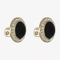 Monet Jewelry Gold Tone Black Velvet Halo Womens Glass Round Clip On Earrings
