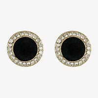 Monet Jewelry Gold Tone Black Velvet Halo Womens Glass Round Clip On Earrings