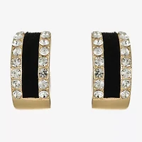 Monet Jewelry Gold Tone Black Velvet Halo Womens Glass 18mm Hypoallergenic Hoop Earrings