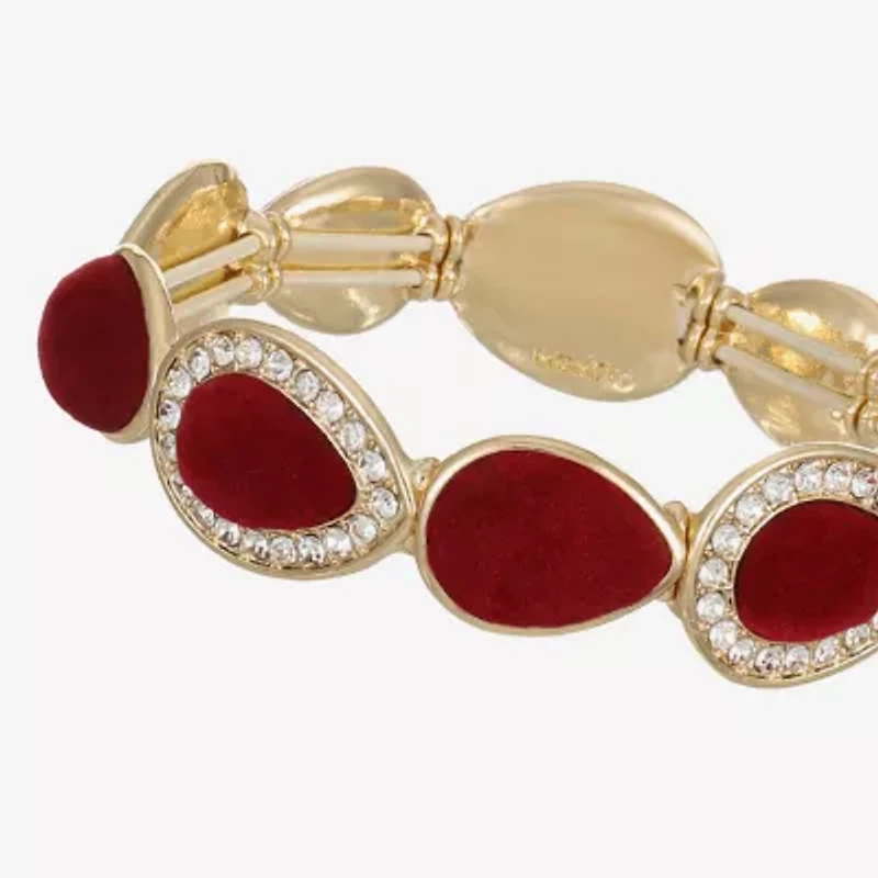 Monet Jewelry Gold Tone Velvet Halo Womens Glass Stretch Bracelet