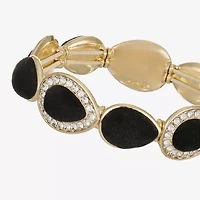 Monet Jewelry Gold Tone Velvet Halo Womens Glass Stretch Bracelet