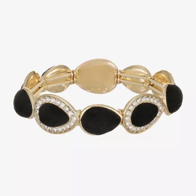 Monet Jewelry Gold Tone Velvet Halo Womens Glass Stretch Bracelet