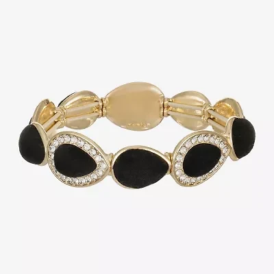 Monet Jewelry Gold Tone Velvet Halo Womens Glass Stretch Bracelet