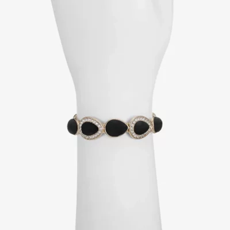 Monet Jewelry Gold Tone Velvet Halo Womens Glass Stretch Bracelet