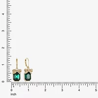 Monet Jewelry Gold Tone Holiday Womens Green Glass Rectangular Drop Earrings