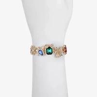 Monet Jewelry Gold Tone Holiday Womens Multi Color Glass Bow Flower Snowflake Stretch Bracelet