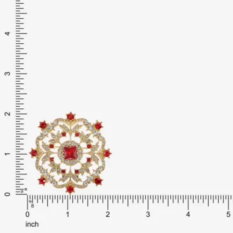 Monet Jewelry Gold Tone Cluster Red Glass Pin