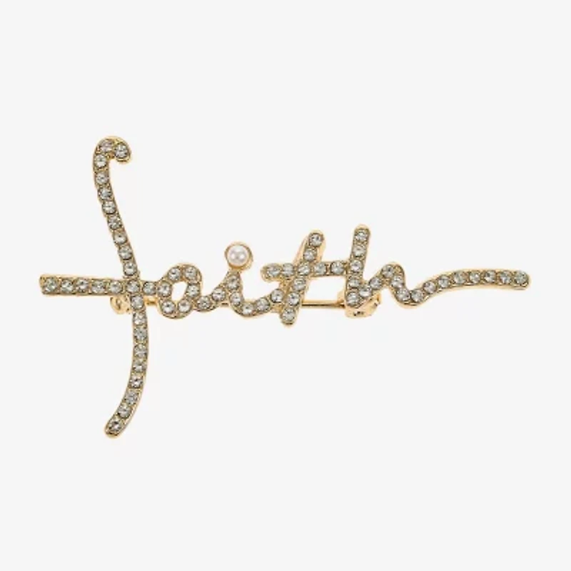 Monet Jewelry Gold Tone Faith Glass Pin