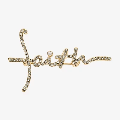 Monet Jewelry Gold Tone Faith Glass Pin