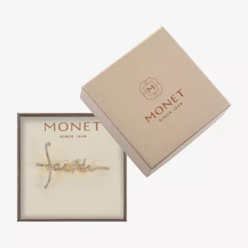 Monet Jewelry Gold Tone Faith Glass Pin