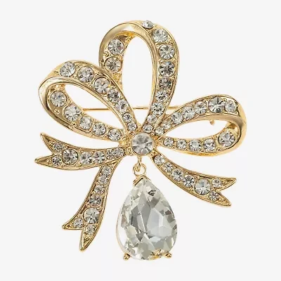 Monet Jewelry Gold Tone Glass Pin