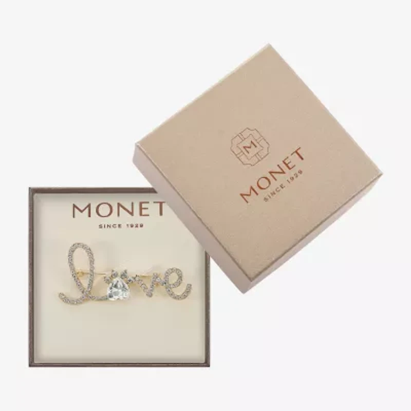 Monet Jewelry Gold Tone Love Paw Glass Pin