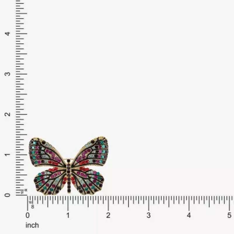 Monet Jewelry Gold Tone Monarch Multi Color Glass Pin