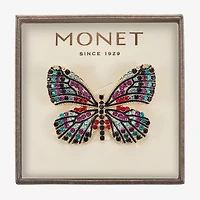 Monet Jewelry Gold Tone Monarch Multi Color Glass Pin