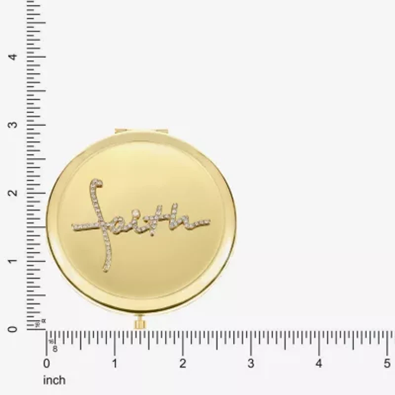 Monet Jewelry Gold Tone Faith Gold Tone Compact Mirror