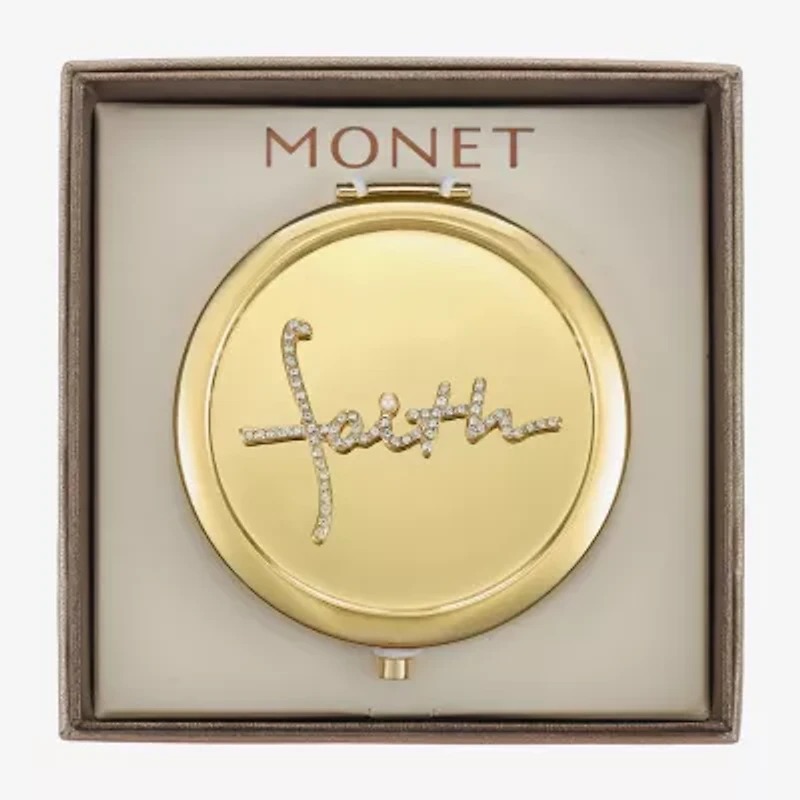 Monet Jewelry Gold Tone Faith Gold Tone Compact Mirror