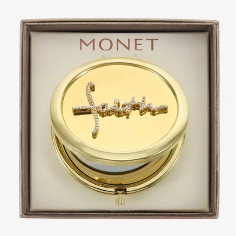 Monet Jewelry Gold Tone Faith Gold Tone Compact Mirror