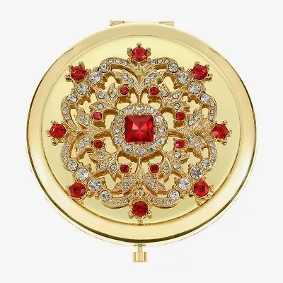 Monet Jewelry Gold Tone Cluster Gold Tone Flower Compact Mirror