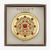 Monet Jewelry Gold Tone Cluster Gold Tone Flower Compact Mirror