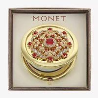 Monet Jewelry Gold Tone Cluster Gold Tone Flower Compact Mirror