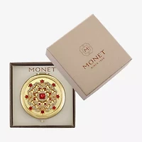 Monet Jewelry Gold Tone Cluster Gold Tone Flower Compact Mirror