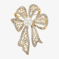 Monet Jewelry Gold Tone White Glass Pin