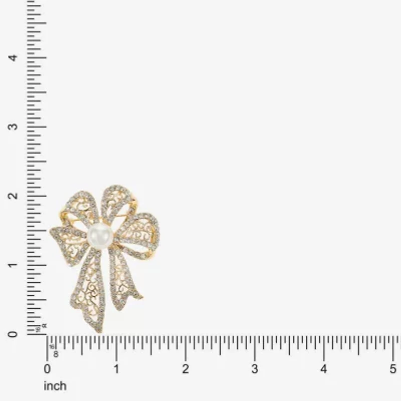 Monet Jewelry Gold Tone White Glass Pin
