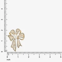 Monet Jewelry Gold Tone White Glass Pin