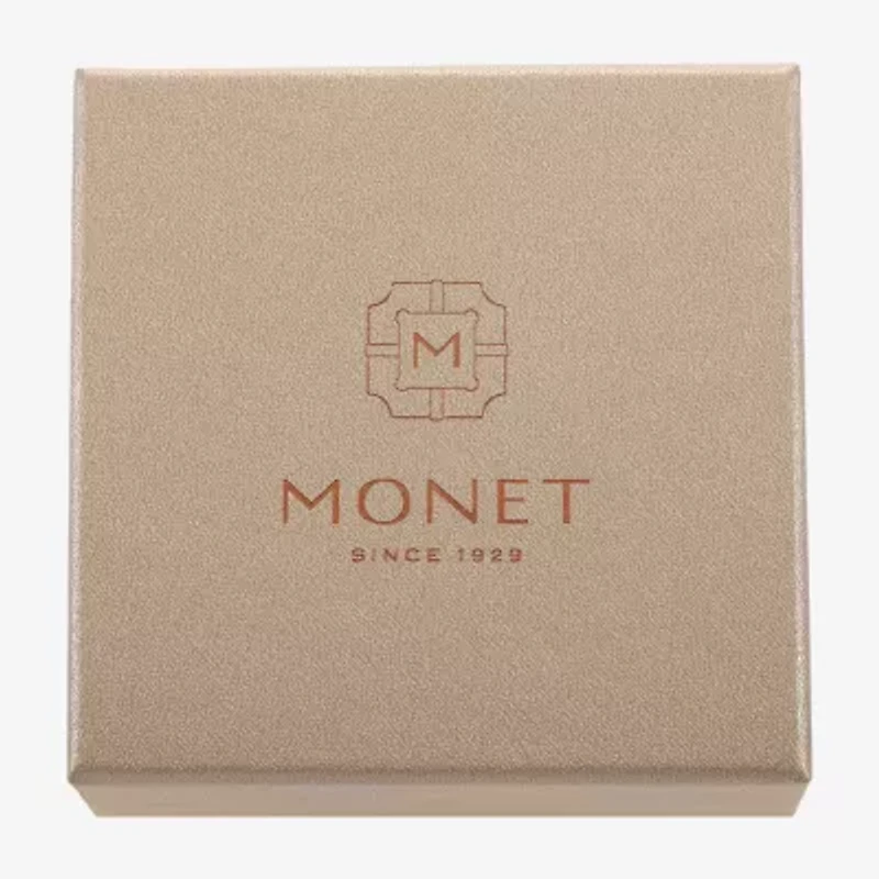 Monet Jewelry Gold Tone White Glass Pin