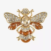 Monet Jewelry Gold Tone Bee Brown Glass Pin