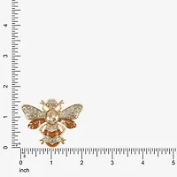 Monet Jewelry Gold Tone Bee Brown Glass Pin