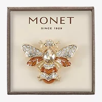 Monet Jewelry Gold Tone Bee Brown Glass Pin