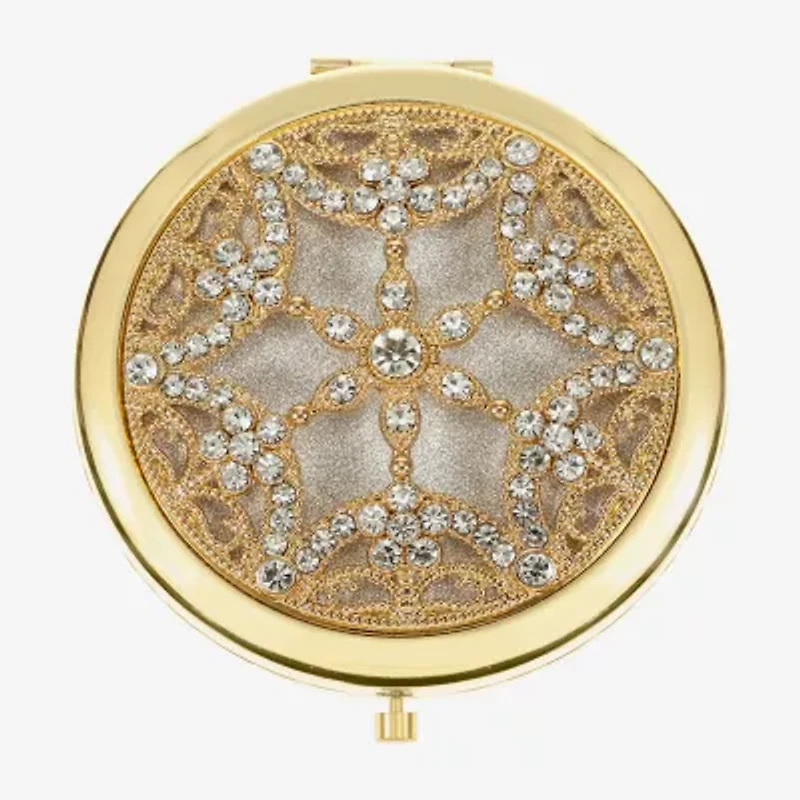 Monet Jewelry Gold Tone Clear Gold Tone Snowflake Compact Mirror