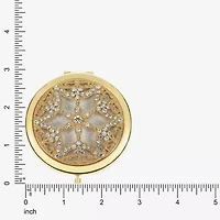 Monet Jewelry Gold Tone Clear Gold Tone Snowflake Compact Mirror