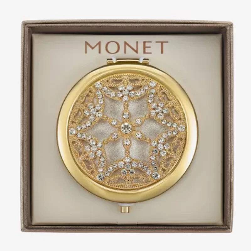 Monet Jewelry Gold Tone Clear Gold Tone Snowflake Compact Mirror
