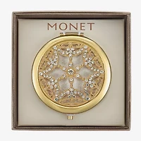 Monet Jewelry Gold Tone Clear Gold Tone Snowflake Compact Mirror