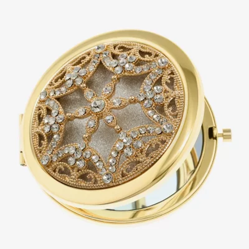 Monet Jewelry Gold Tone Clear Gold Tone Snowflake Compact Mirror