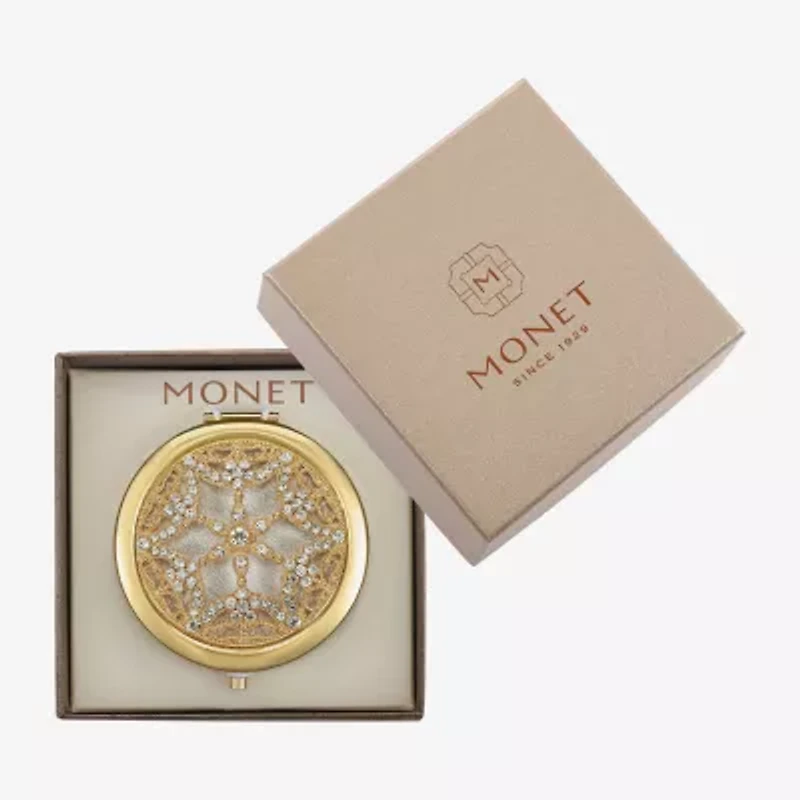 Monet Jewelry Gold Tone Clear Gold Tone Snowflake Compact Mirror