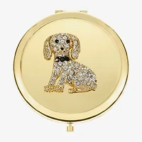 Monet Jewelry Gold Tone Dog Clear Gold Tone Animal Compact Mirror